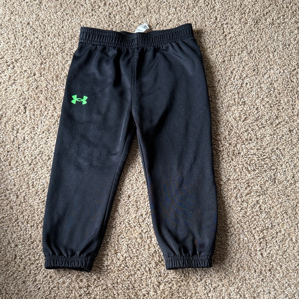 Under Armour Kids Black Joggers with Green Logo